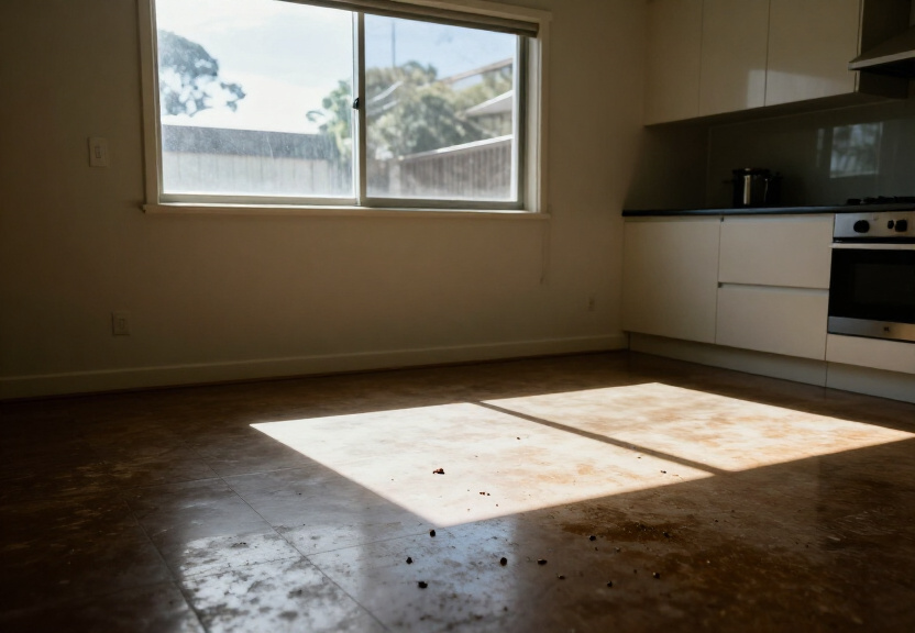 Rodent droppings and damage in an Ermington garage before treatment