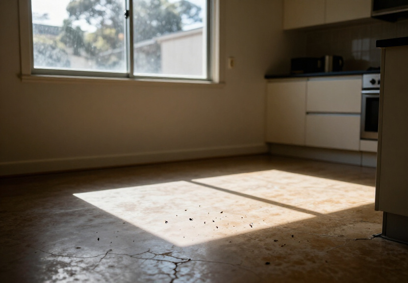 Cockroaches in an Ermington kitchen before treatment